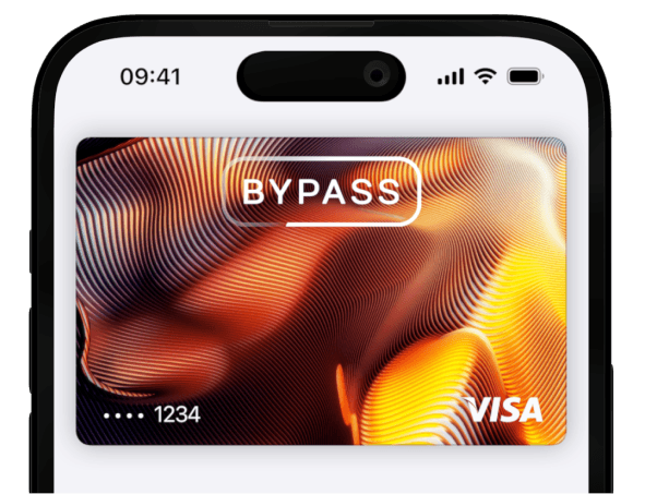 A graphic of a digital Bypass EV fuel card.